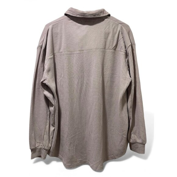 Briggs NWT Women's Relaxed Fit Button Long Sleeve Waffle Shirt Tan - Picture 5 of 13